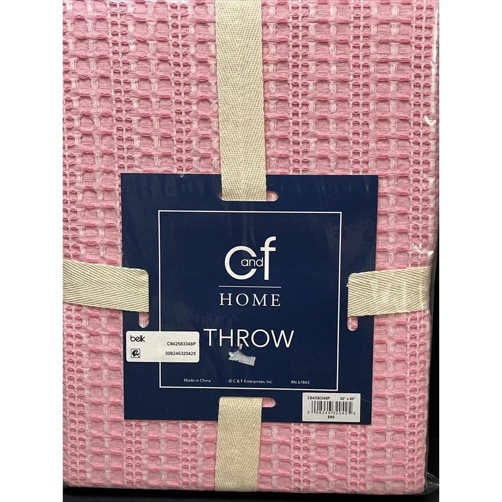 Carol & Frank Textured Waffle Throw Blanket Pink 50
